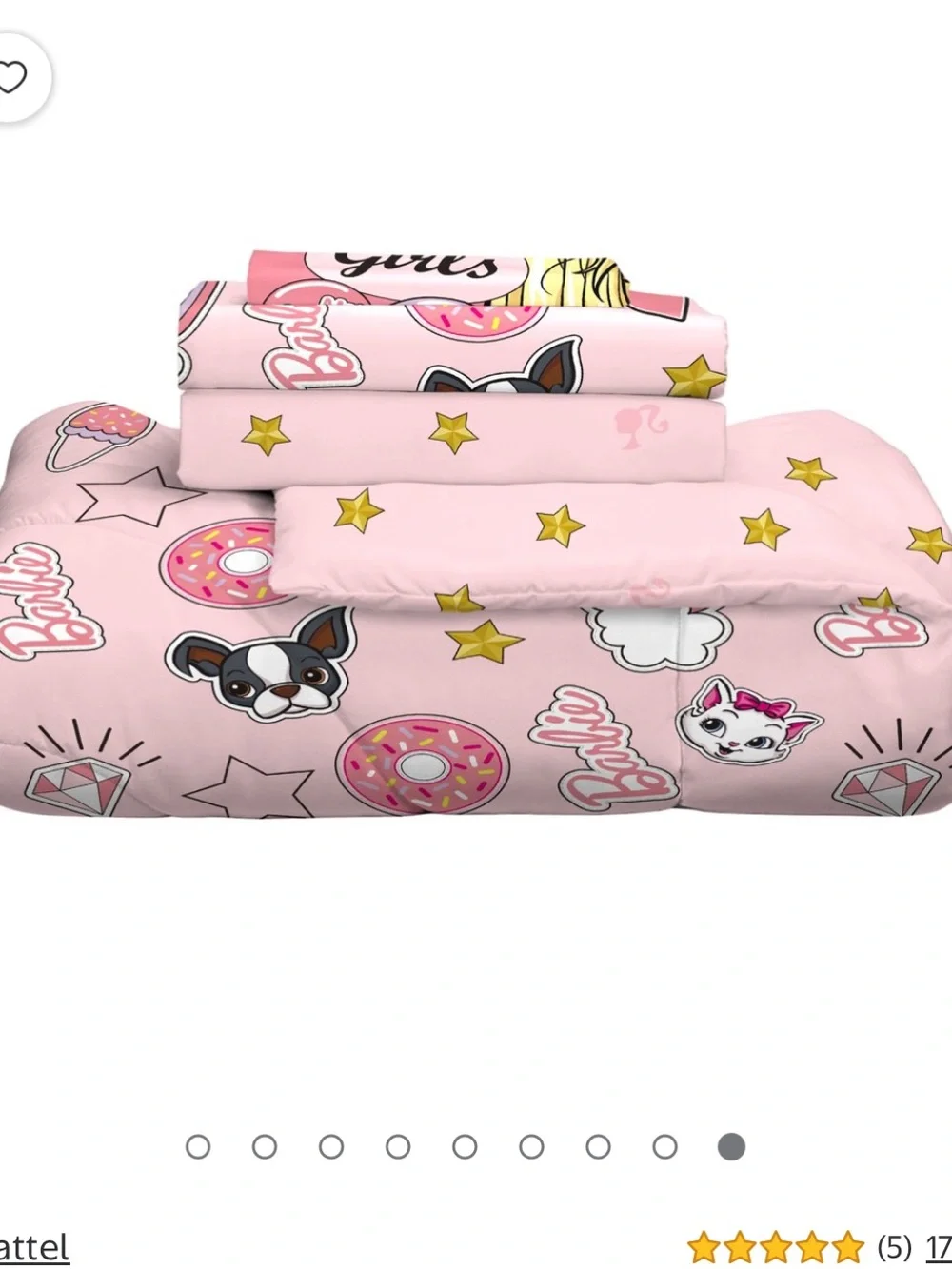 Mattel Barbie Pink Twin B Anything sheet set reversible case Boston terrier